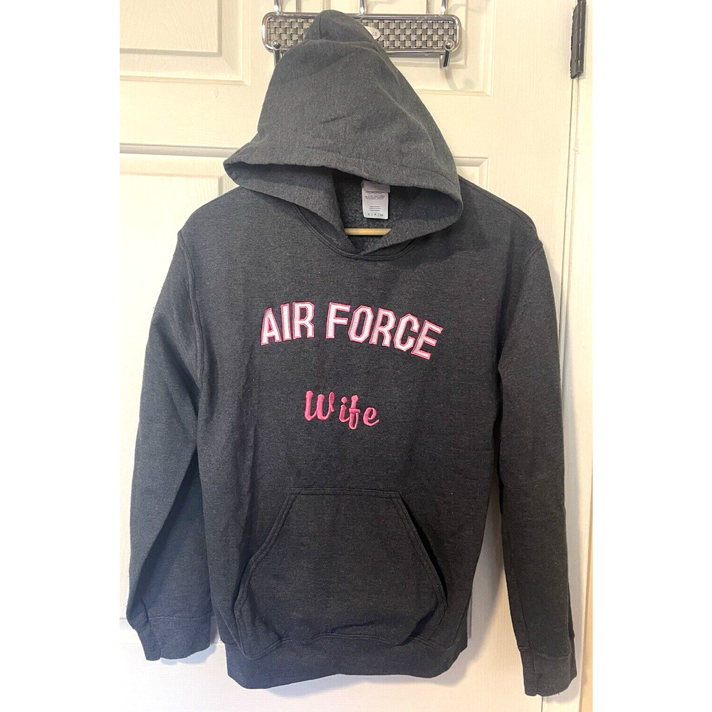 Grey Hoodies Women’s Size S pink Logo Air Force Wife sweatshirt Pullover